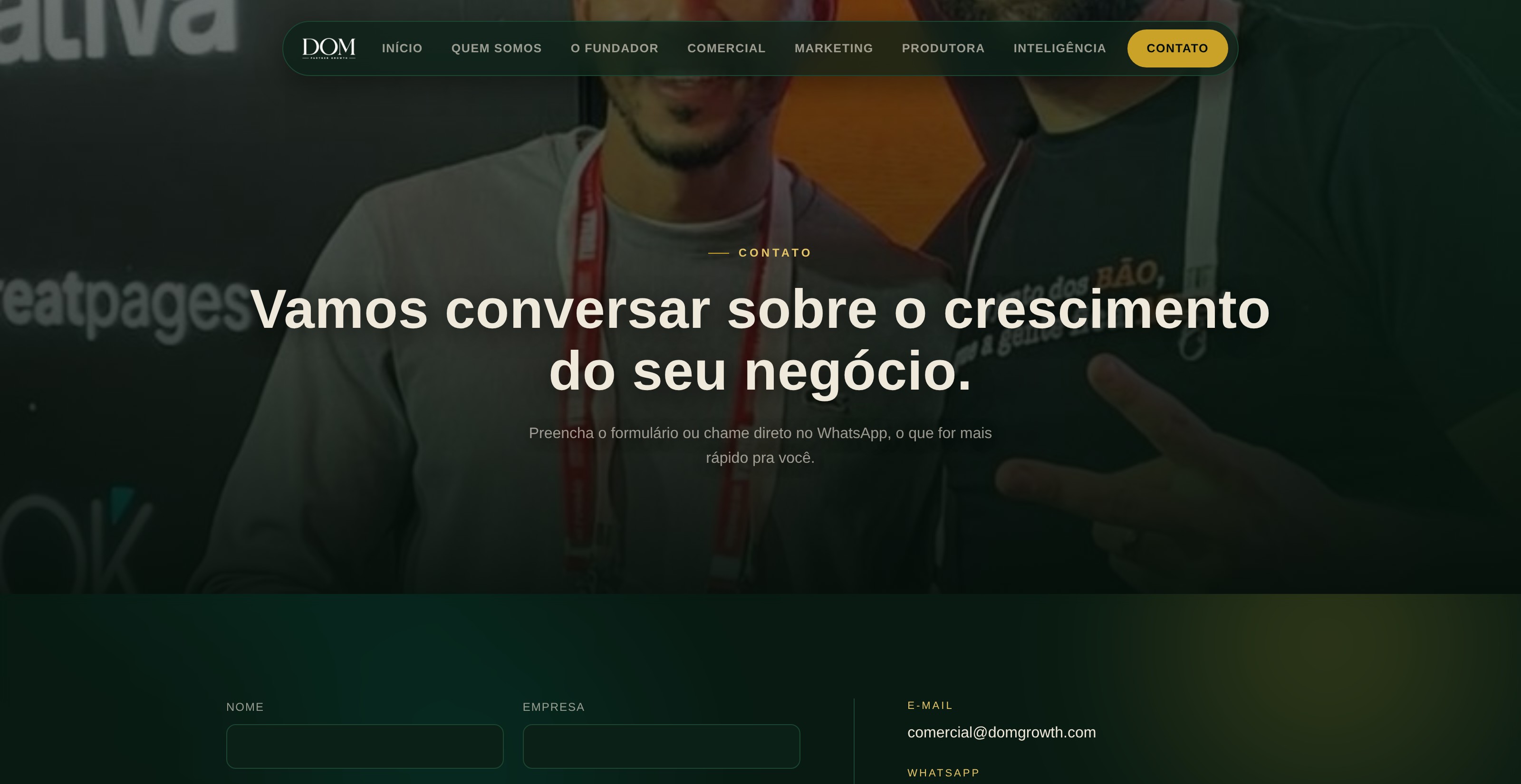Página de contato focada em conversão